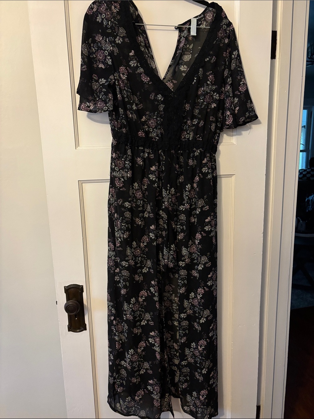 Sequin Hearts Black Floral V-Neck Jumpsuit Romper